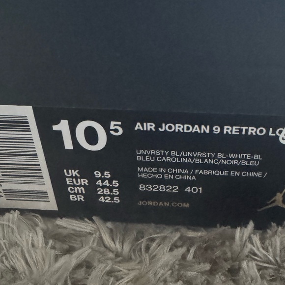 Jordan Air 9 Retro LS University Blue and White